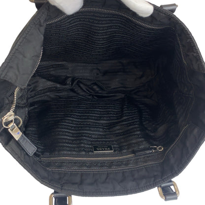 PRADA Tote Bag Nylon Black SilverMetal Test Triangle With logo