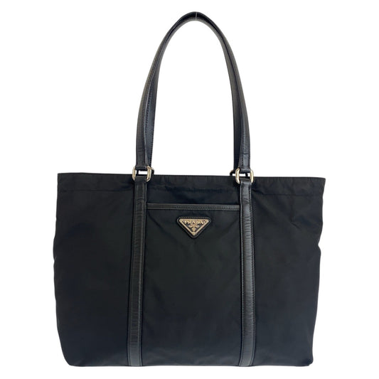 PRADA Tote Bag Nylon Black SilverMetal Test Triangle With logo