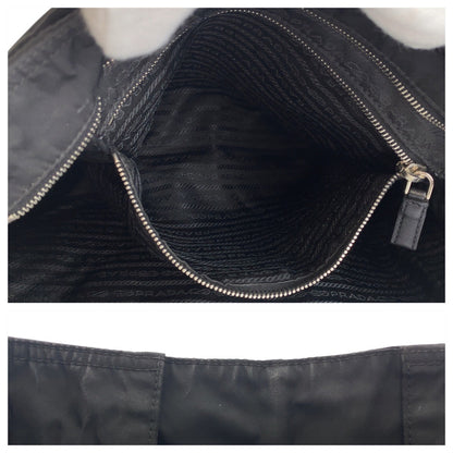 PRADA Tote Bag Nylon Black SilverMetal Test Triangle With logo