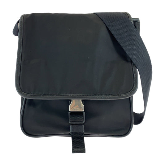 PRADA Shoulder Bag Nylon Black Silver Metal Test Triangle With logo