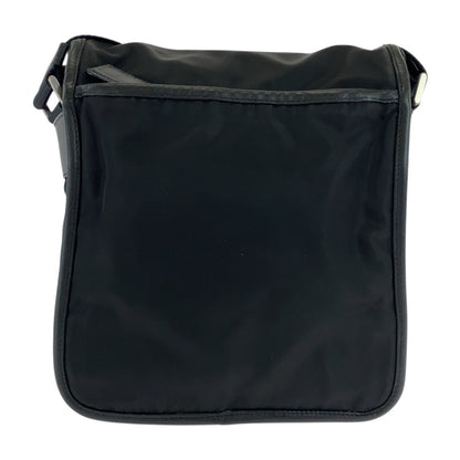 PRADA Shoulder Bag Nylon Black Silver Metal Test Triangle With logo