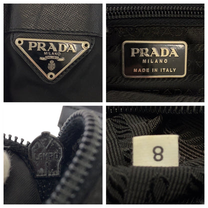 PRADA Shoulder Bag Nylon Black Silver Metal Test Triangle With logo