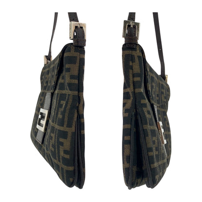 FENDI Shoulder Bag 2384 26796 018 canvas Brown Silver Metal Zucca Pattern