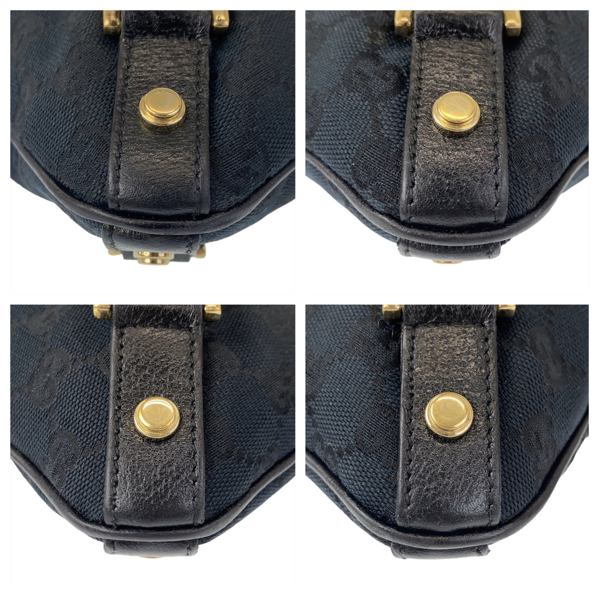GUCCI Shoulder Bag 131326 GG canvas Black GoldMetal Abbey