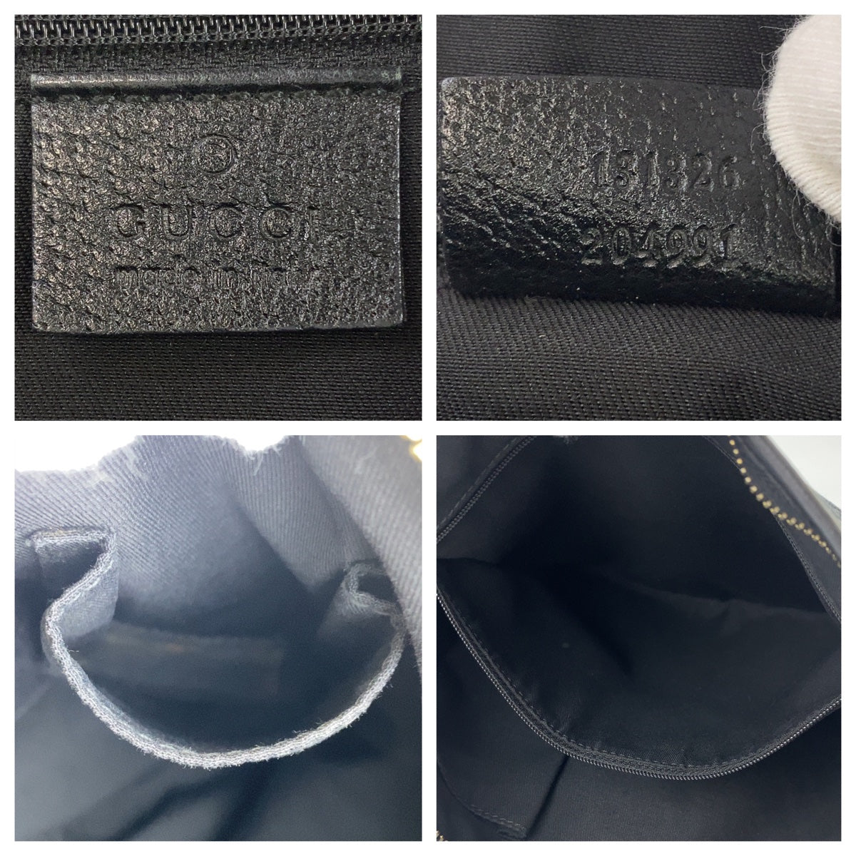 GUCCI Shoulder Bag 131326 GG canvas Black GoldMetal Abbey
