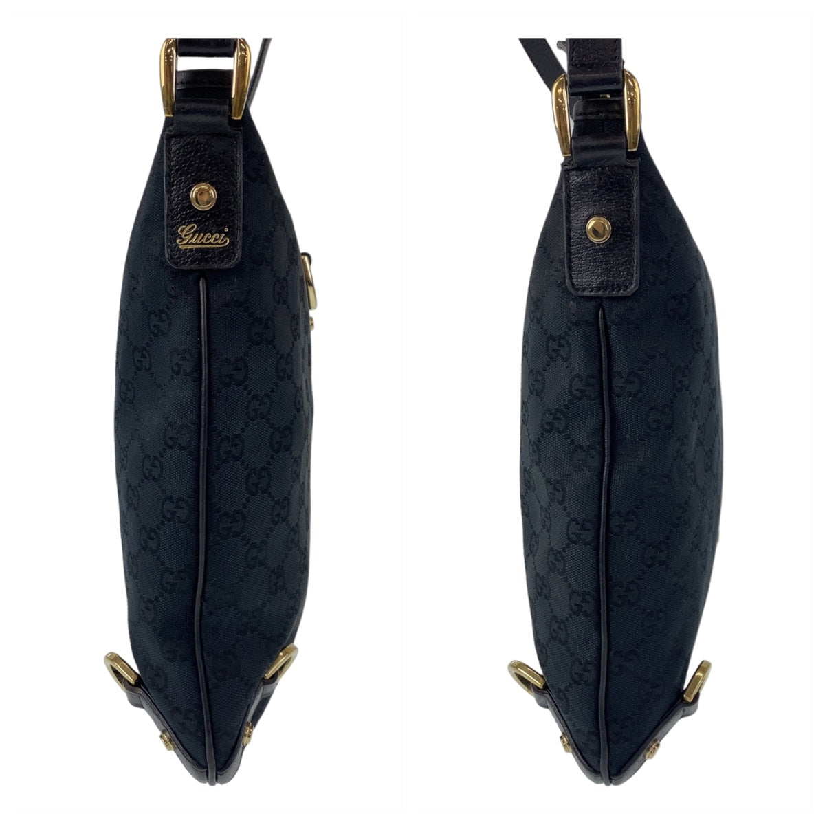 GUCCI Shoulder Bag 131326 GG canvas Black GoldMetal Abbey