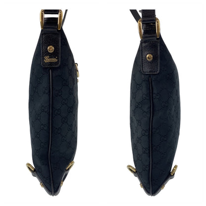GUCCI Shoulder Bag 131326 GG canvas Black GoldMetal Abbey