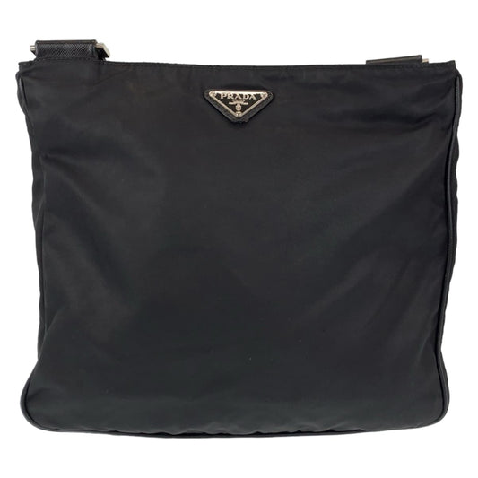 PRADA Shoulder Bag Nylon Black SilverMetal Test Triangular logo