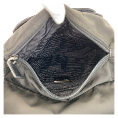 PRADA Shoulder Bag Nylon Black SilverMetal Test Triangle With logo