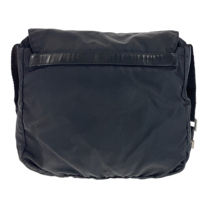 PRADA Shoulder Bag Nylon Black SilverMetal Test Triangle With logo