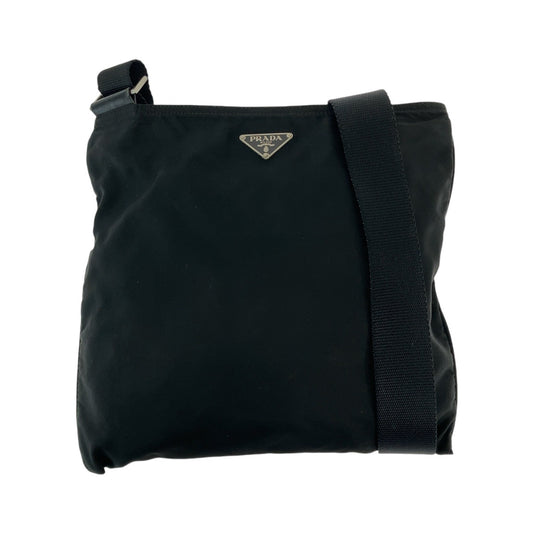 PRADA Shoulder Bag Nylon Black SilverMetal Test Triangle With logo