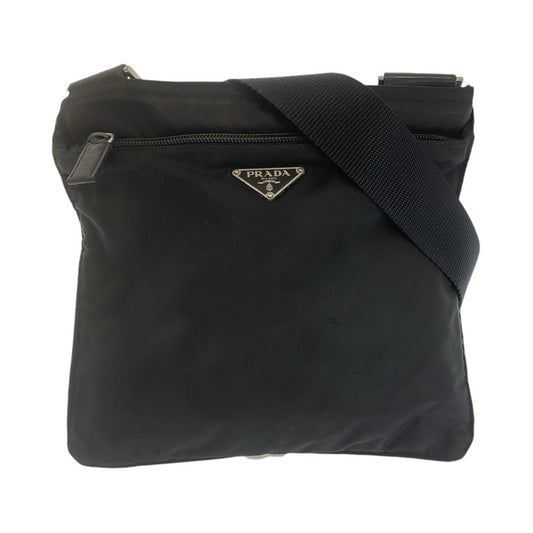 PRADA Shoulder Bag Nylon Black SilverMetal Test Triangle With logo
