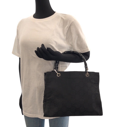 GUCCI Tote Bag 002 1015 GG canvas Black SilverMetal Bamboo