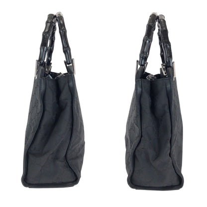 GUCCI Tote Bag 002 1015 GG canvas Black SilverMetal Bamboo