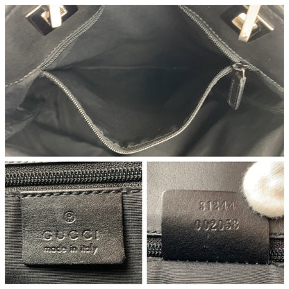 GUCCI Tote Bag 31244 GG canvas Black Silver Metal GG pattern