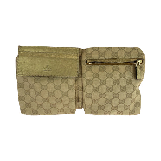 GUCCI Waist bag 28566 GG canvas Beige Gold Pink GoldMetal Sherry line