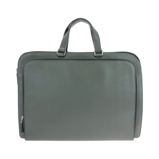 PRADA Business bag VR0078  leather Grey SilverMetal Safiano Triangle With logo
