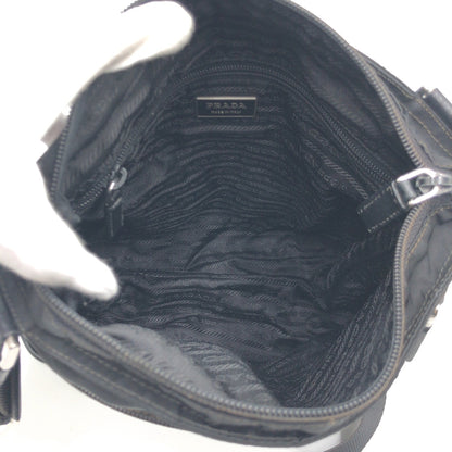 PRADA Shoulder Bag Nylon Black SilverMetal Test Triangle With logo