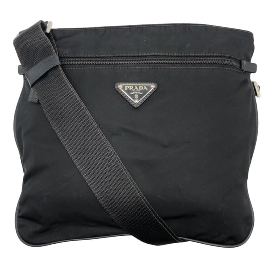 PRADA Shoulder Bag Nylon Black SilverMetal Test Triangle With logo