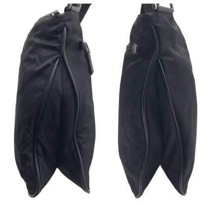 PRADA Shoulder Bag Nylon Black SilverMetal Test Triangle With logo