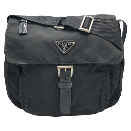 PRADA Shoulder Bag Nylon Black black Test Triangular logo