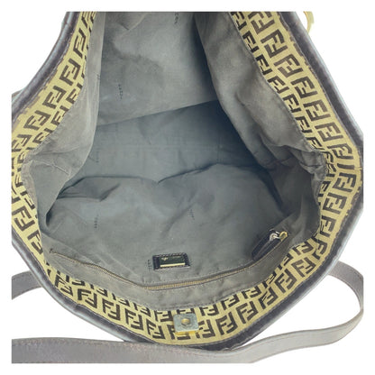 FENDI Tote Bag 8BH197 canvas Brown Gold Metal Zucchino