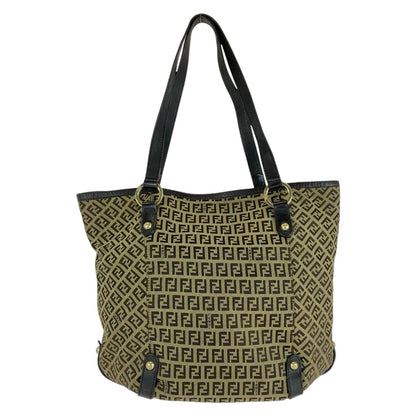 FENDI Tote Bag 8BH197 canvas Brown Gold Metal Zucchino