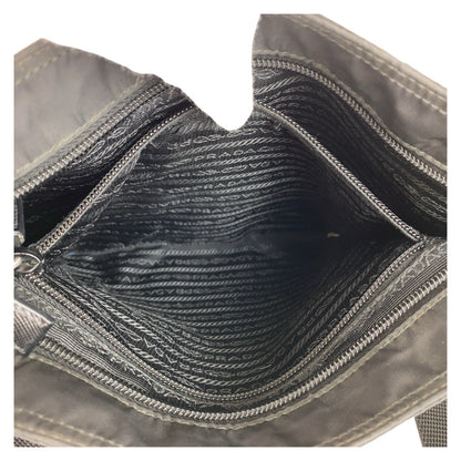 PRADA Shoulder Bag Nylon Black SilverMetal Test Triangle With logo