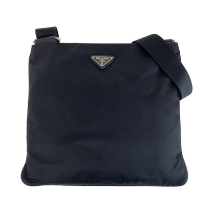 PRADA Shoulder Bag Nylon Black SilverMetal Test Triangle With logo