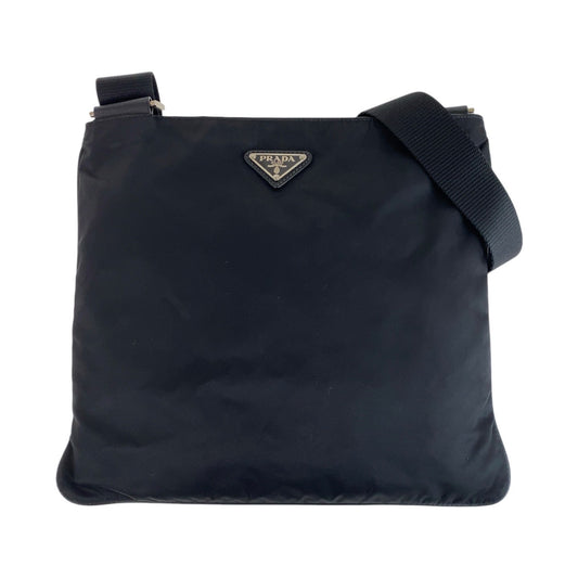 PRADA Shoulder Bag Nylon Black SilverMetal Test Triangle With logo