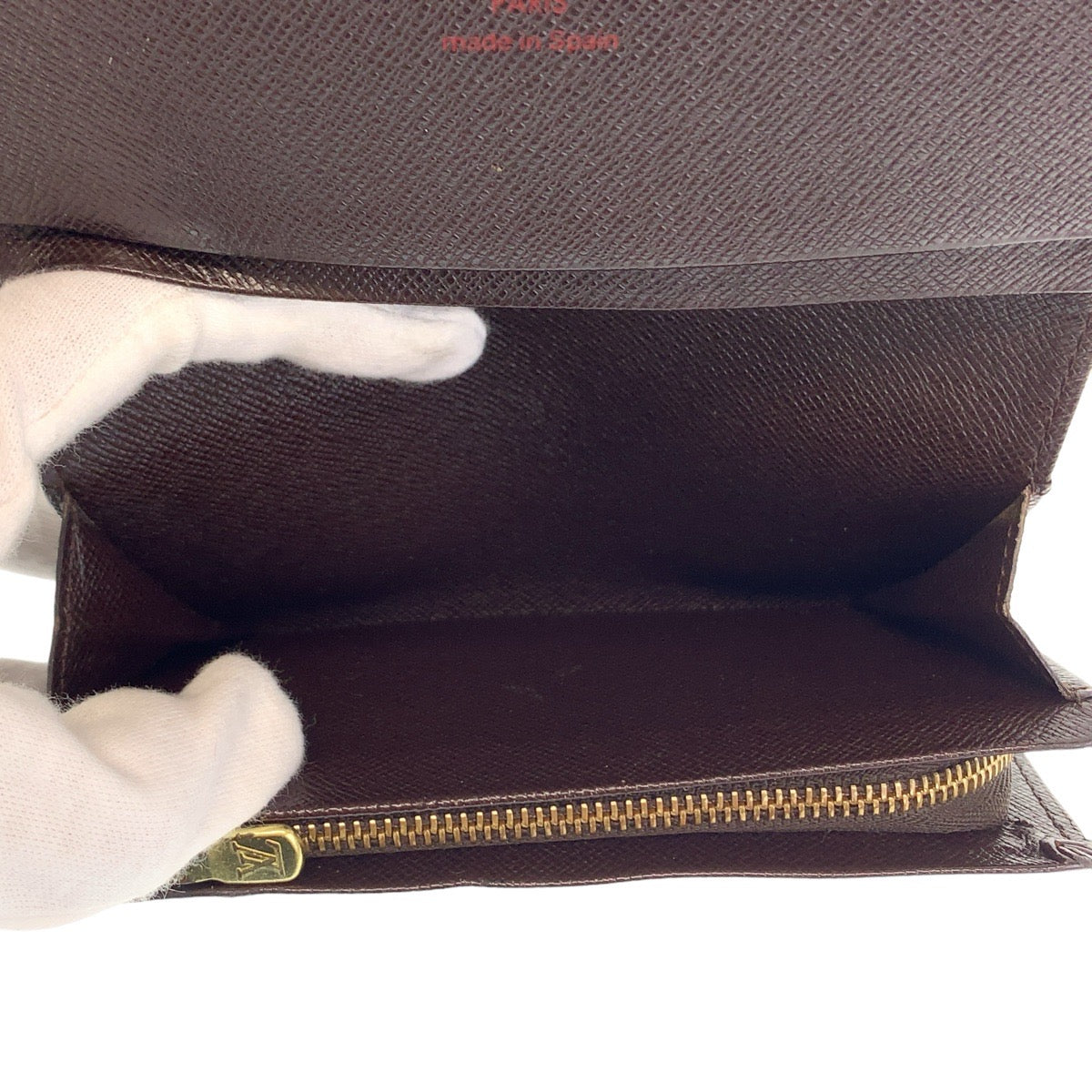 LOUIS VUITTON Bifold Wallet N61730 PVC Brown Gold Metal Damier Portefeuille Tresol