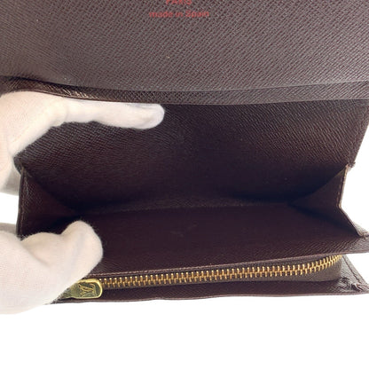 LOUIS VUITTON Bifold Wallet N61730 PVC Brown Gold Metal Damier Portefeuille Tresol