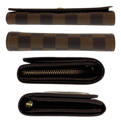LOUIS VUITTON Bifold Wallet N61730 PVC Brown Gold Metal Damier Portefeuille Tresol