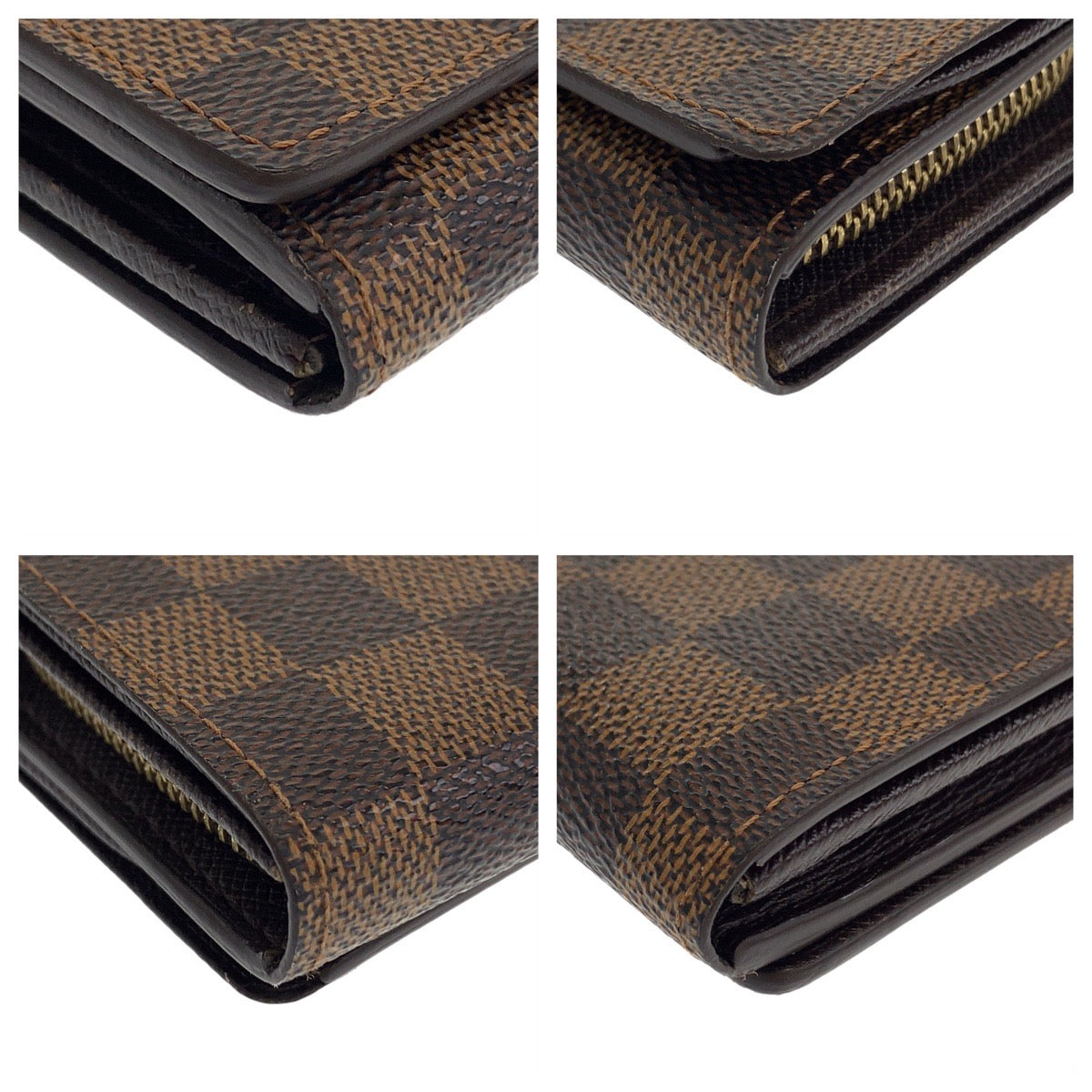 LOUIS VUITTON Bifold Wallet N61730 PVC Brown Gold Metal Damier Portefeuille Tresol