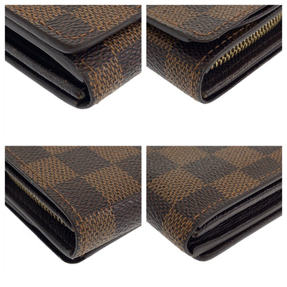 LOUIS VUITTON Bifold Wallet N61730 PVC Brown Gold Metal Damier Portefeuille Tresol