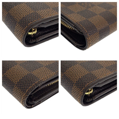 LOUIS VUITTON Bifold Wallet N61730 PVC Brown Gold Metal Damier Portefeuille Tresol