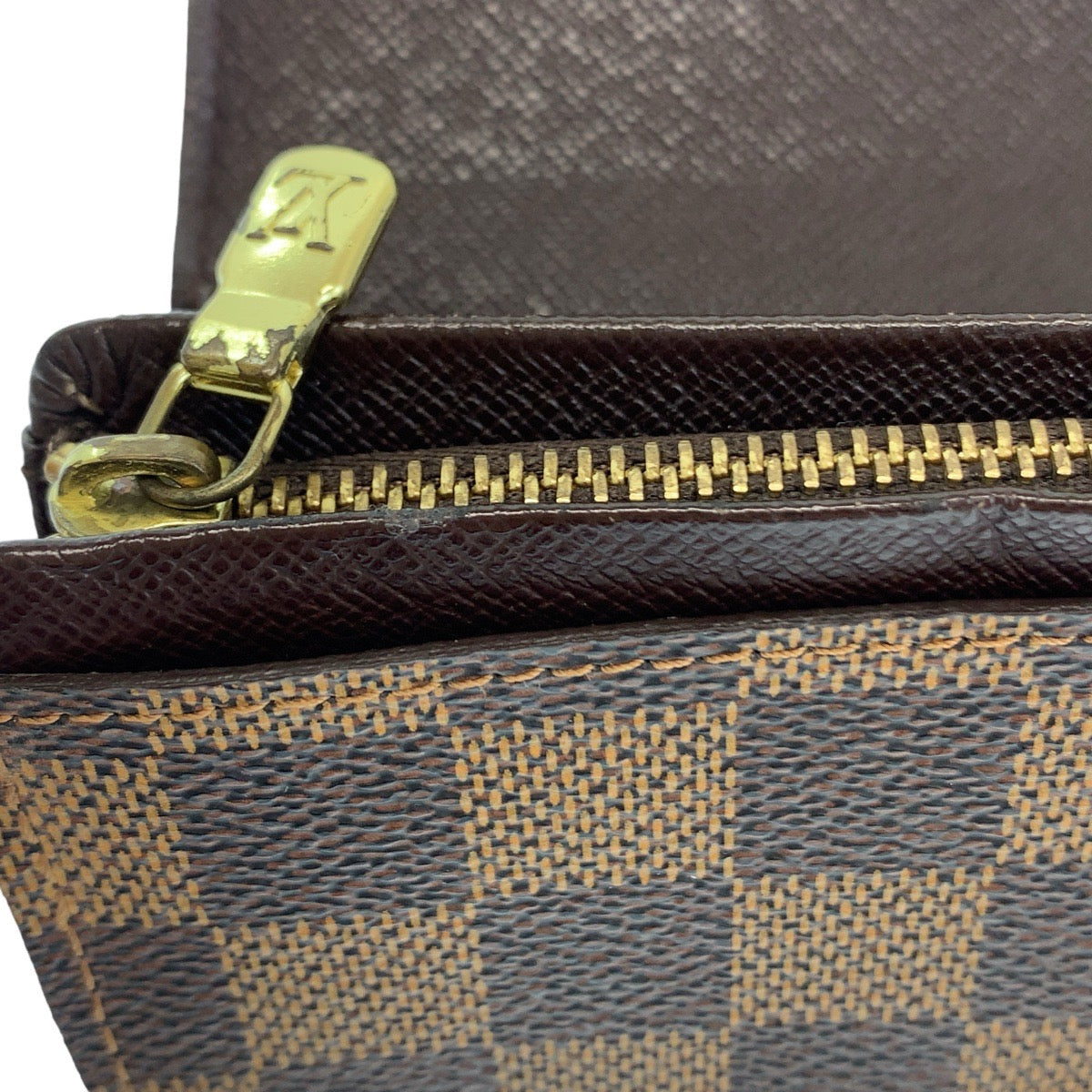 LOUIS VUITTON Bifold Wallet N61730 PVC Brown Gold Metal Damier Portefeuille Tresol
