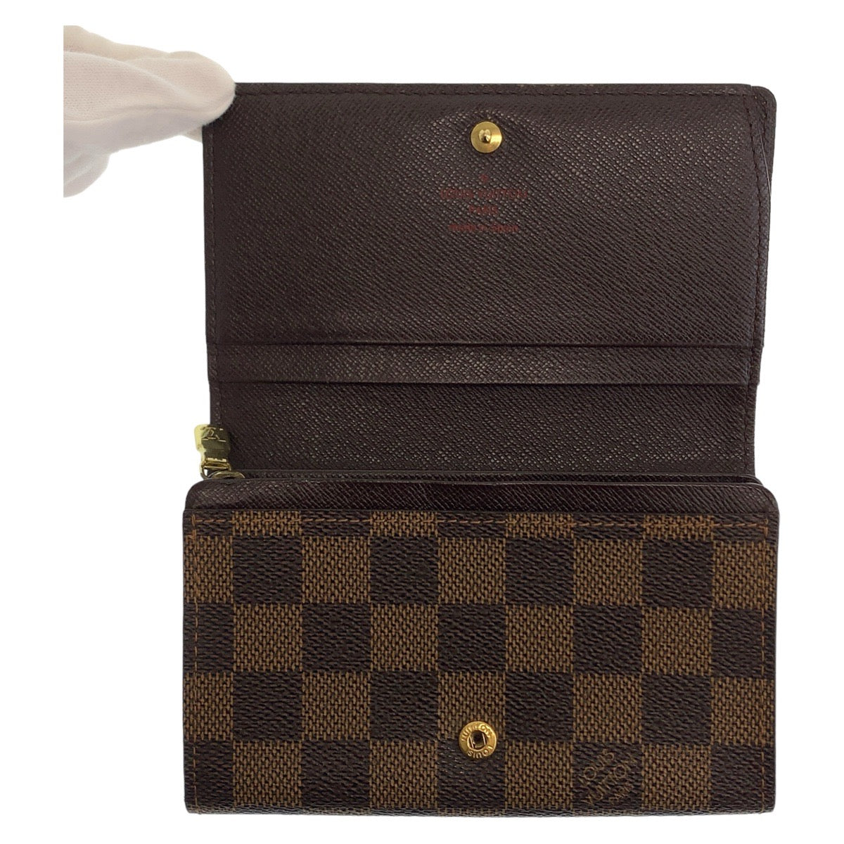 LOUIS VUITTON Bifold Wallet N61730 PVC Brown Gold Metal Damier Portefeuille Tresol