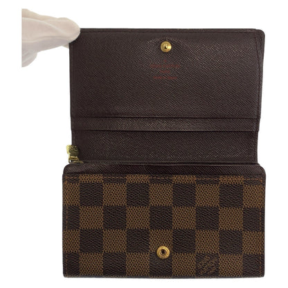 LOUIS VUITTON Bifold Wallet N61730 PVC Brown Gold Metal Damier Portefeuille Tresol