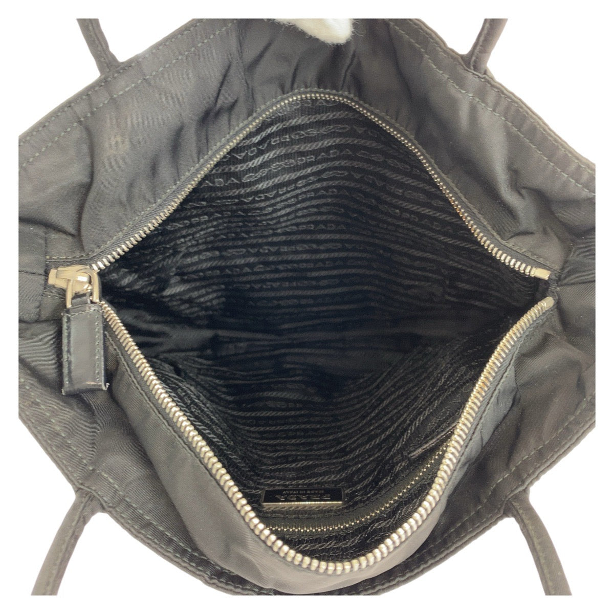 PRADA Tote Bag Nylon Black SilverMetal Test Triangle With logo