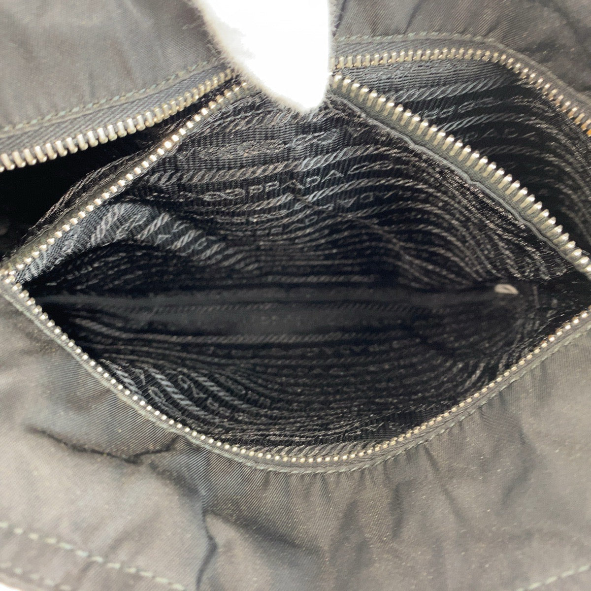 PRADA Tote Bag Nylon Black SilverMetal Test Triangle With logo