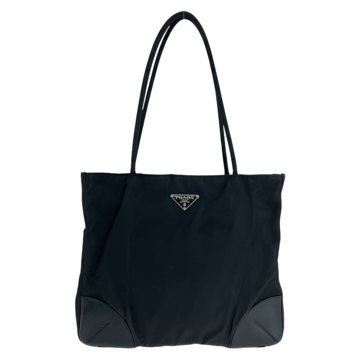 PRADA Tote Bag Nylon Black SilverMetal Test Triangle With logo