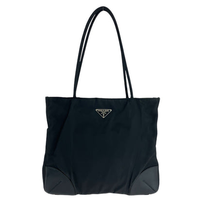 PRADA Tote Bag Nylon Black SilverMetal Test Triangle With logo