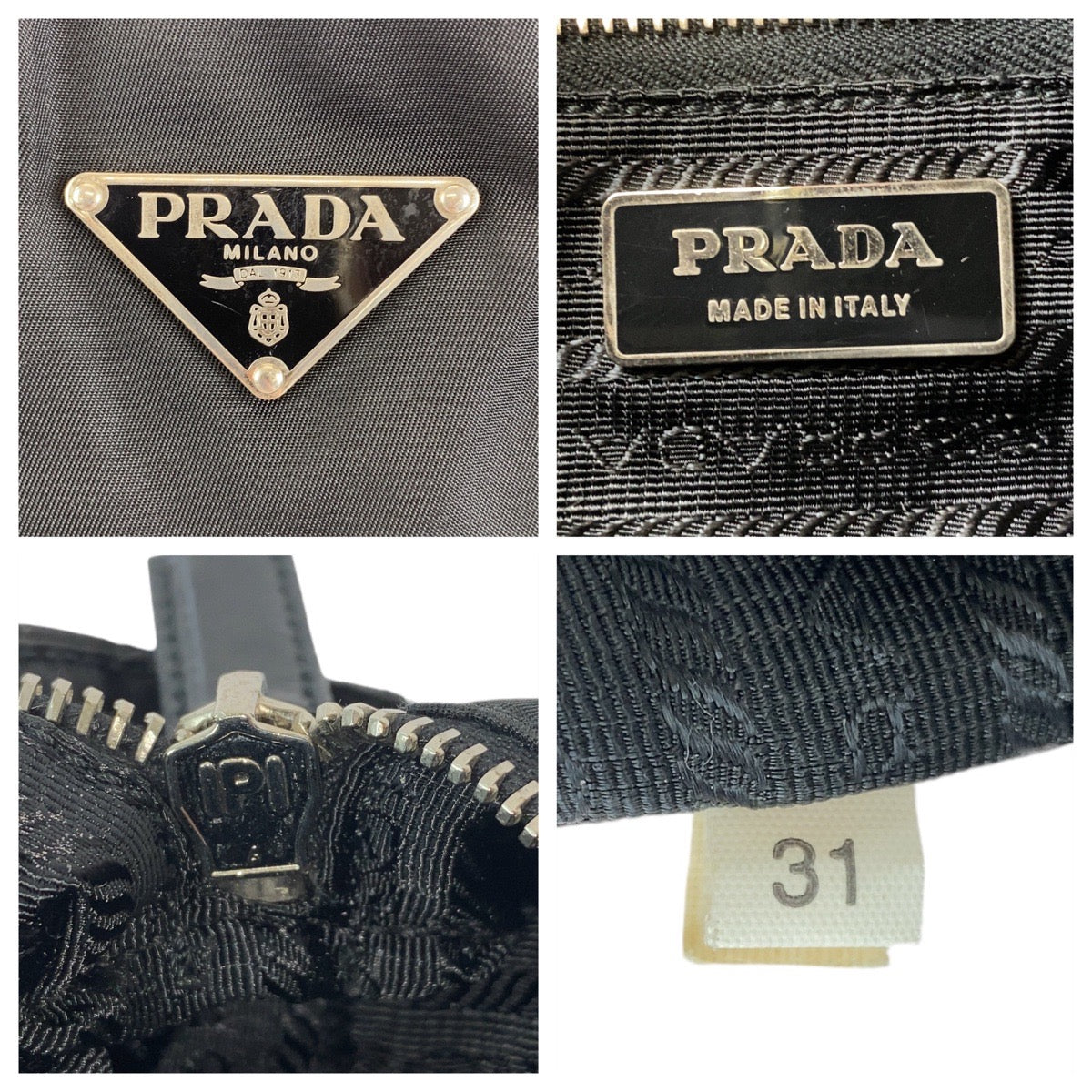 PRADA Tote Bag Nylon Black SilverMetal Test Triangle With logo