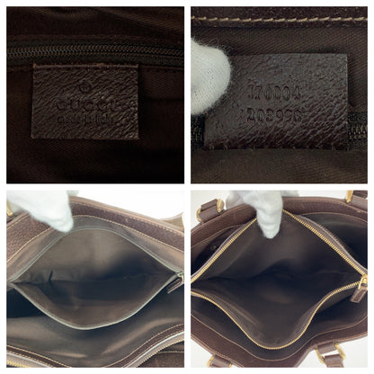 GUCCI Tote Bag 170004 GG canvas Beige Brown Gold Metal Abbey