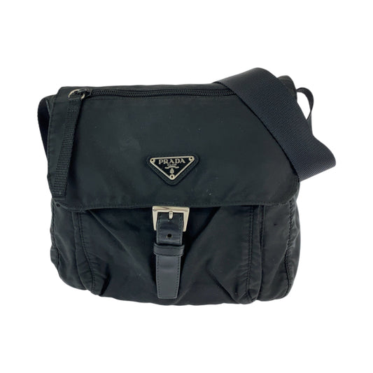 PRADA Shoulder Bag Nylon Black SilverMetal Test Triangle With logo