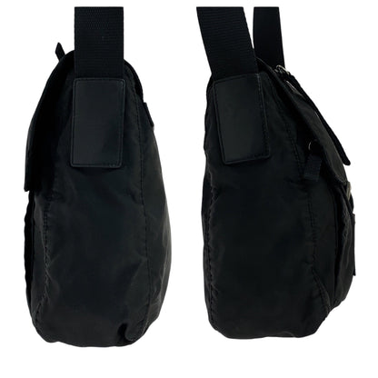 PRADA Shoulder Bag Nylon Black SilverMetal Test Triangle With logo