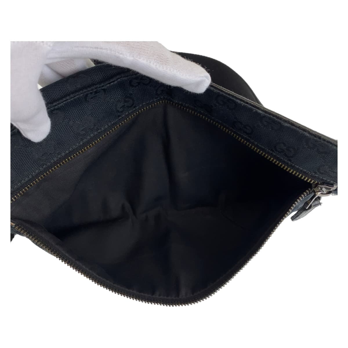 GUCCI Waist bag 28566 GG canvas Black SilverMetal