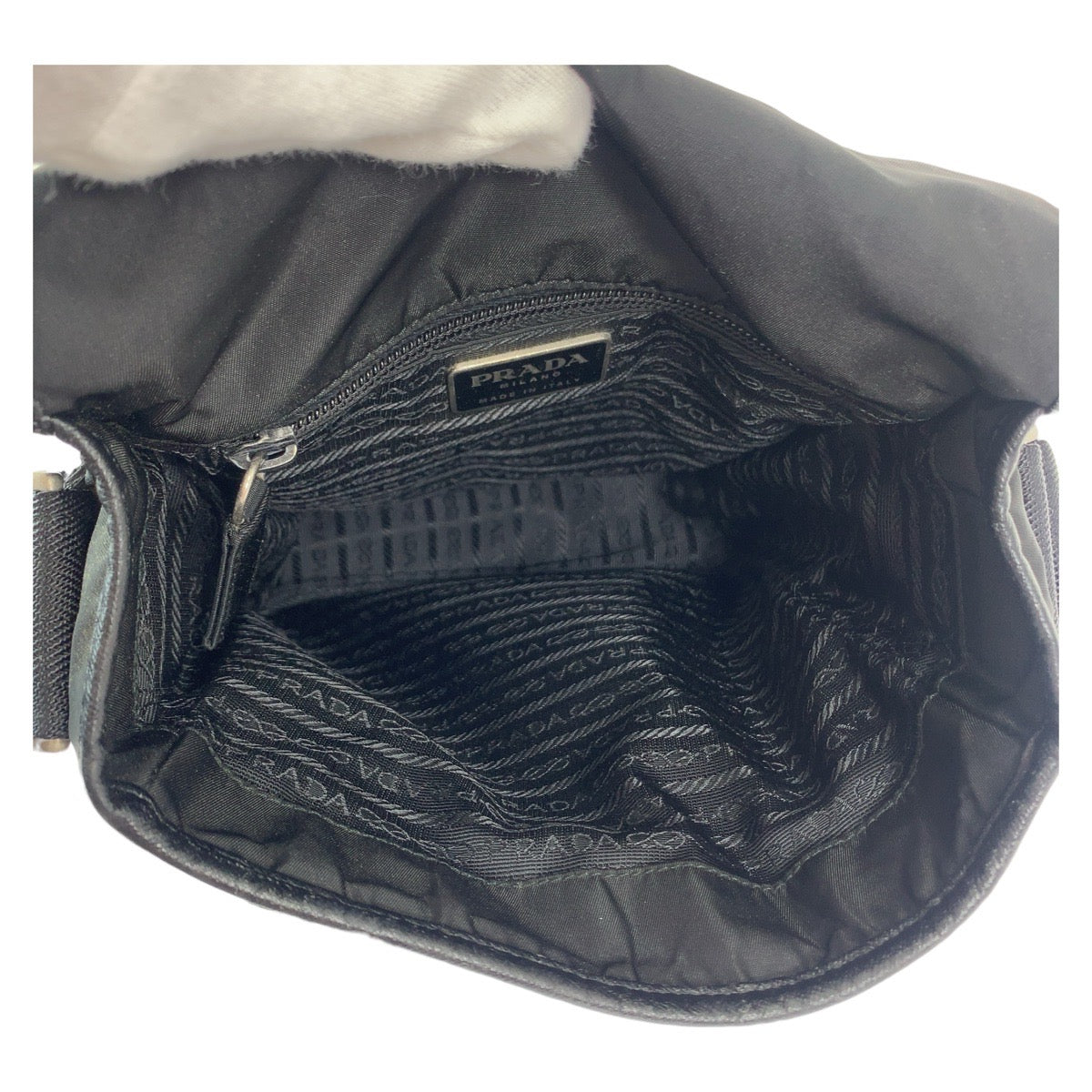 PRADA Shoulder Bag Nylon Black SilverMetal Test Triangle With logo