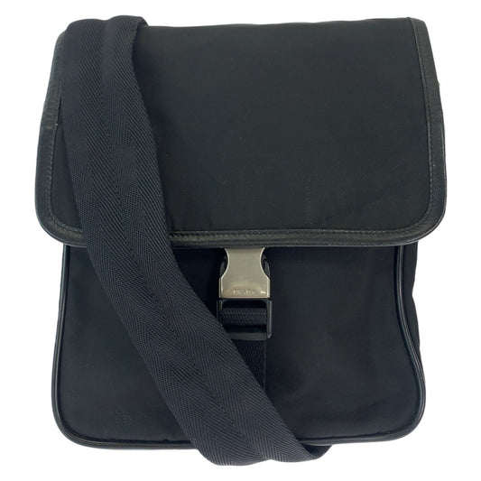 PRADA Shoulder Bag Nylon Black SilverMetal Test Triangle With logo